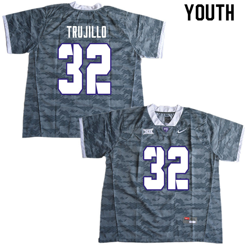 Youth #32 Jonathan Trujillo TCU Horned Frogs College Football Jerseys Sale-Gray - Click Image to Close